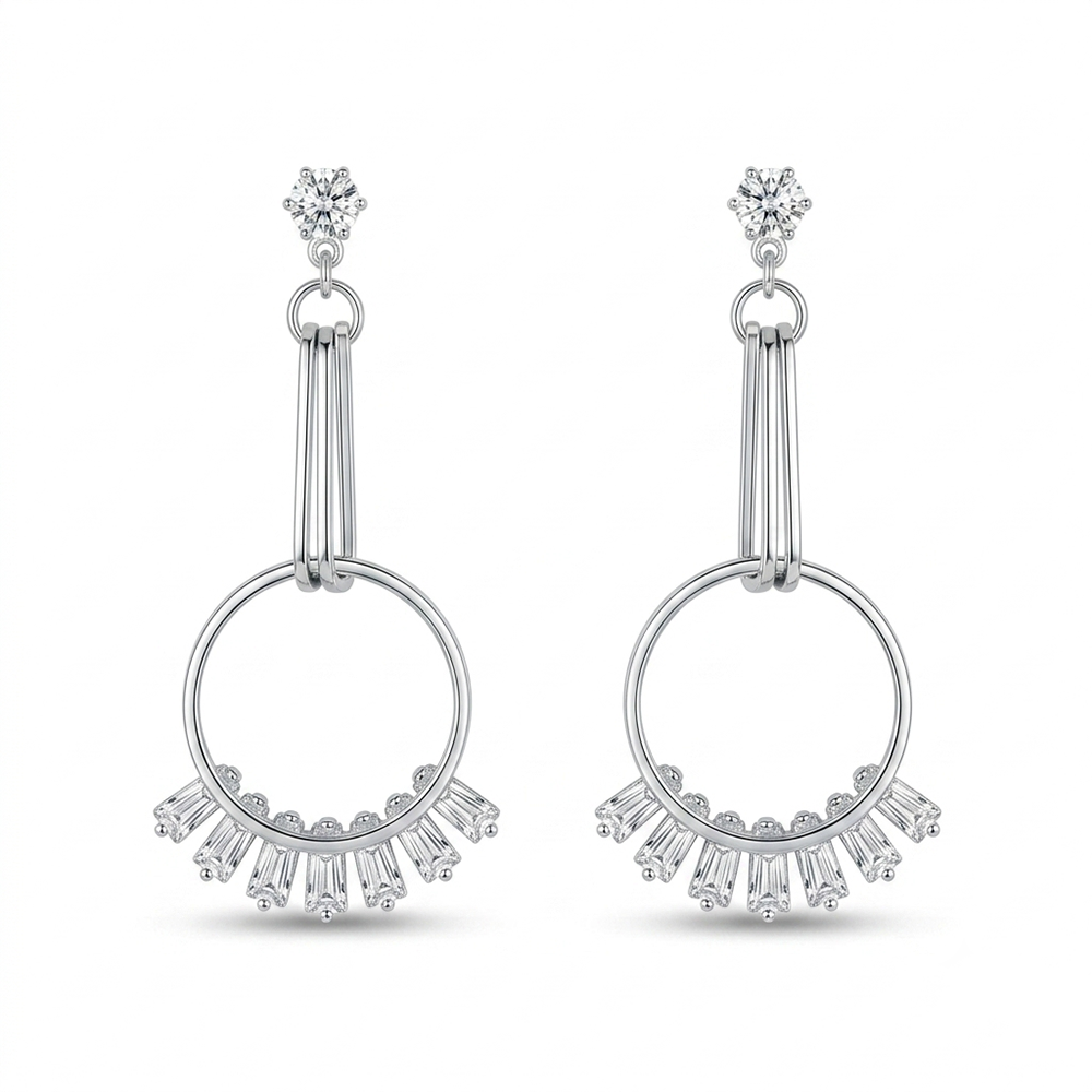 The99Jewel Dazzling Silver Plated American Diamond Stone Earrings