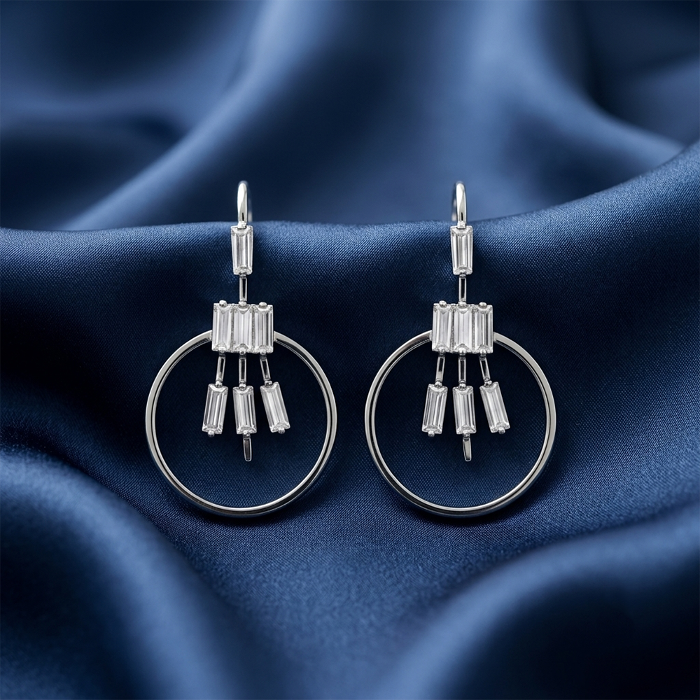 The99Jewel Dazzling Silver Plated American Diamond Stone Earrings