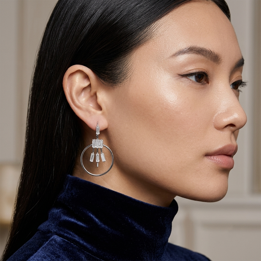 The99Jewel Dazzling Silver Plated American Diamond Stone Earrings