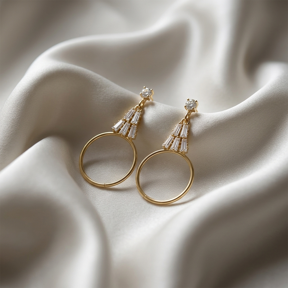 The99Jewel Gold Plated American Diamond Statement Earrings for Women