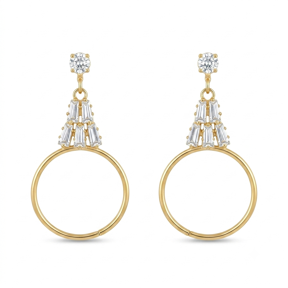 The99Jewel Gold Plated American Diamond Statement Earrings for Women