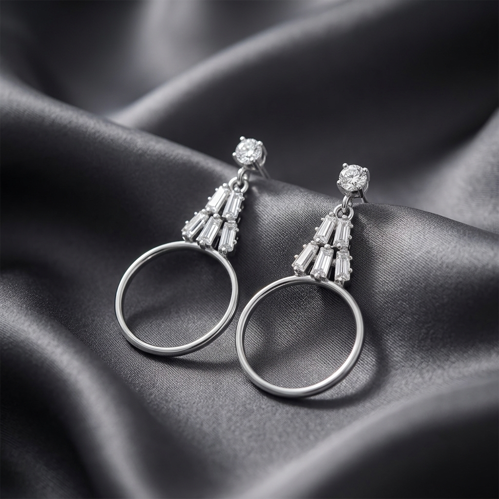 The99Jewel Dazzling Silver Plated American Diamond Stone Earrings