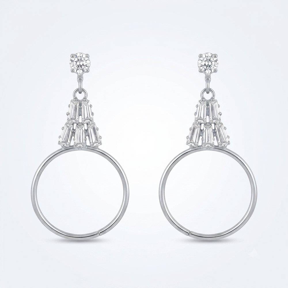 The99Jewel Dazzling Silver Plated American Diamond Stone Earrings