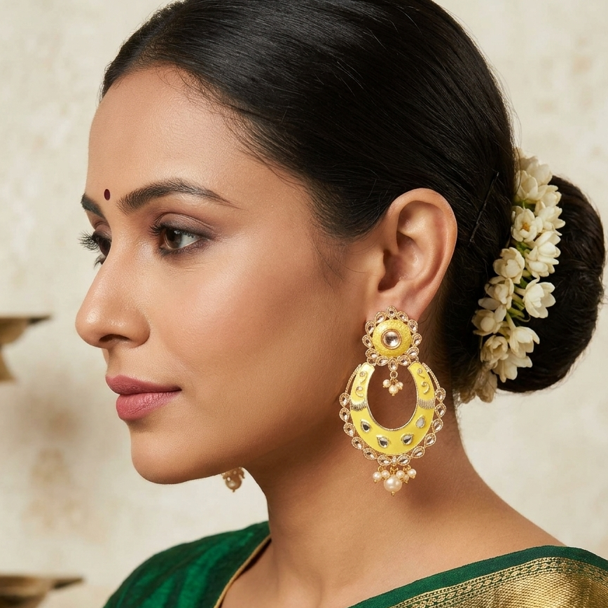 The99Jewel Traditional Dangler Earrings for Women | Elegant Ethnic Long Hanging Earrings for Wedding, Party and Festive Wear