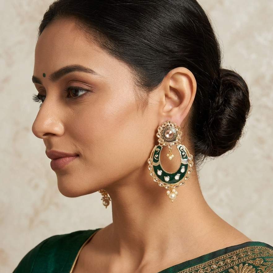 The99Jewel Traditional Dangler Earrings for Women | Elegant Ethnic Long Hanging Earrings for Wedding, Party and Festive Wear