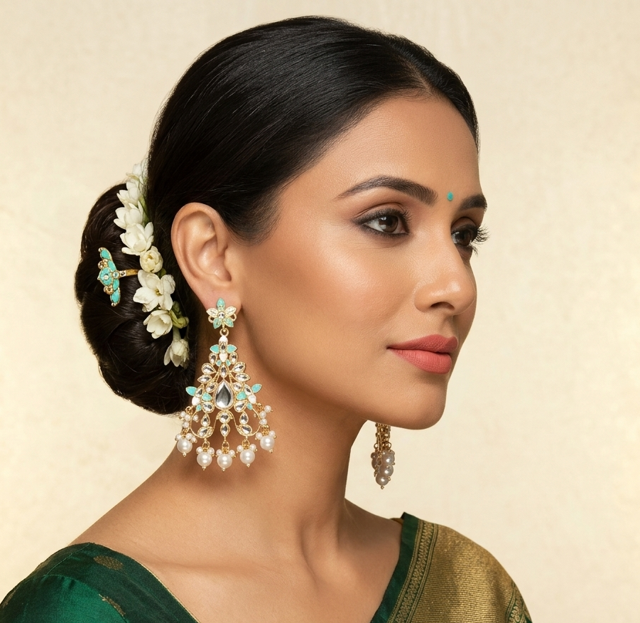 The99Jewel Wedding Wear Kundan Earrings for Women | Traditional Stone-Studded Ethnic Jewellery for Parties and Celebrations