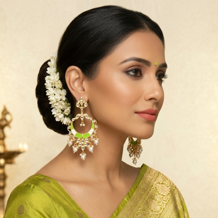 The99Jewel Wedding Wear Kundan Earrings for Women | Traditional Stone-Studded Ethnic Jewellery for Parties and Celebrations