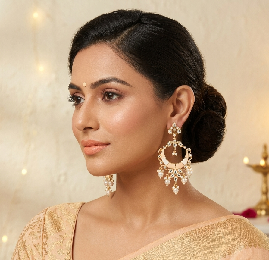 The99Jewel Wedding Wear Kundan Earrings for Women | Traditional Stone-Studded Ethnic Jewellery for Parties and Celebrations