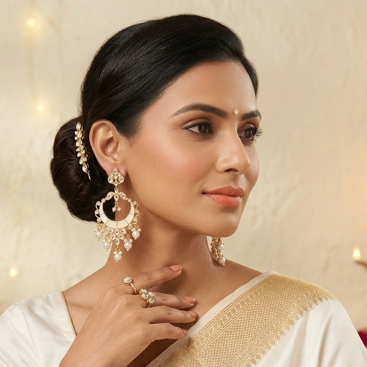 The99Jewel Wedding Wear Kundan Earrings for Women | Traditional Stone-Studded Ethnic Jewellery for Parties and Celebrations