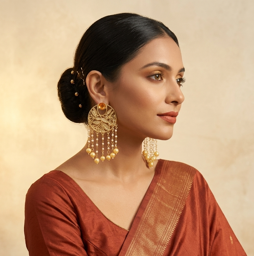 The99Jewel Women's Ethnic Kundan Stone Earrings | Elegant Traditional Fashion Jewellery for Weddings and Special Occasions