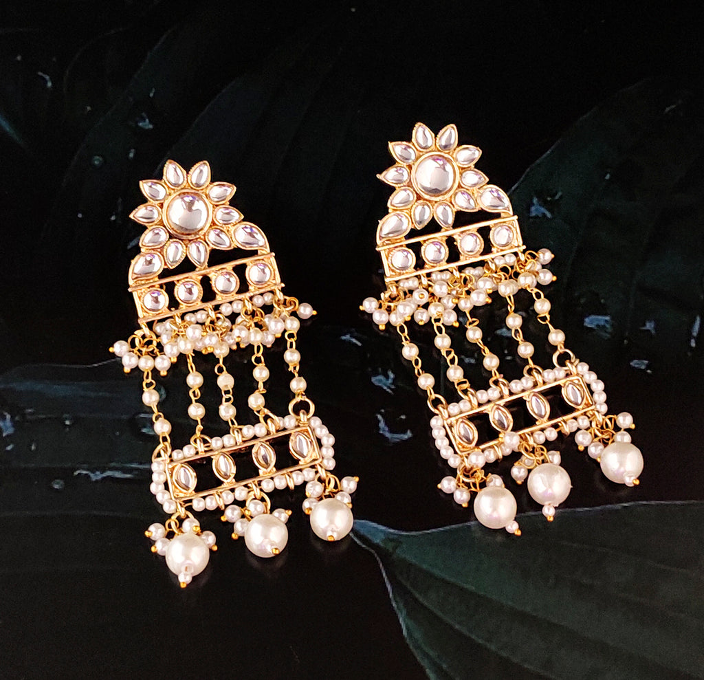The99Jewel Women's Ethnic Kundan Stone Earrings | Elegant Traditional Fashion Jewellery for Weddings and Special Occasions