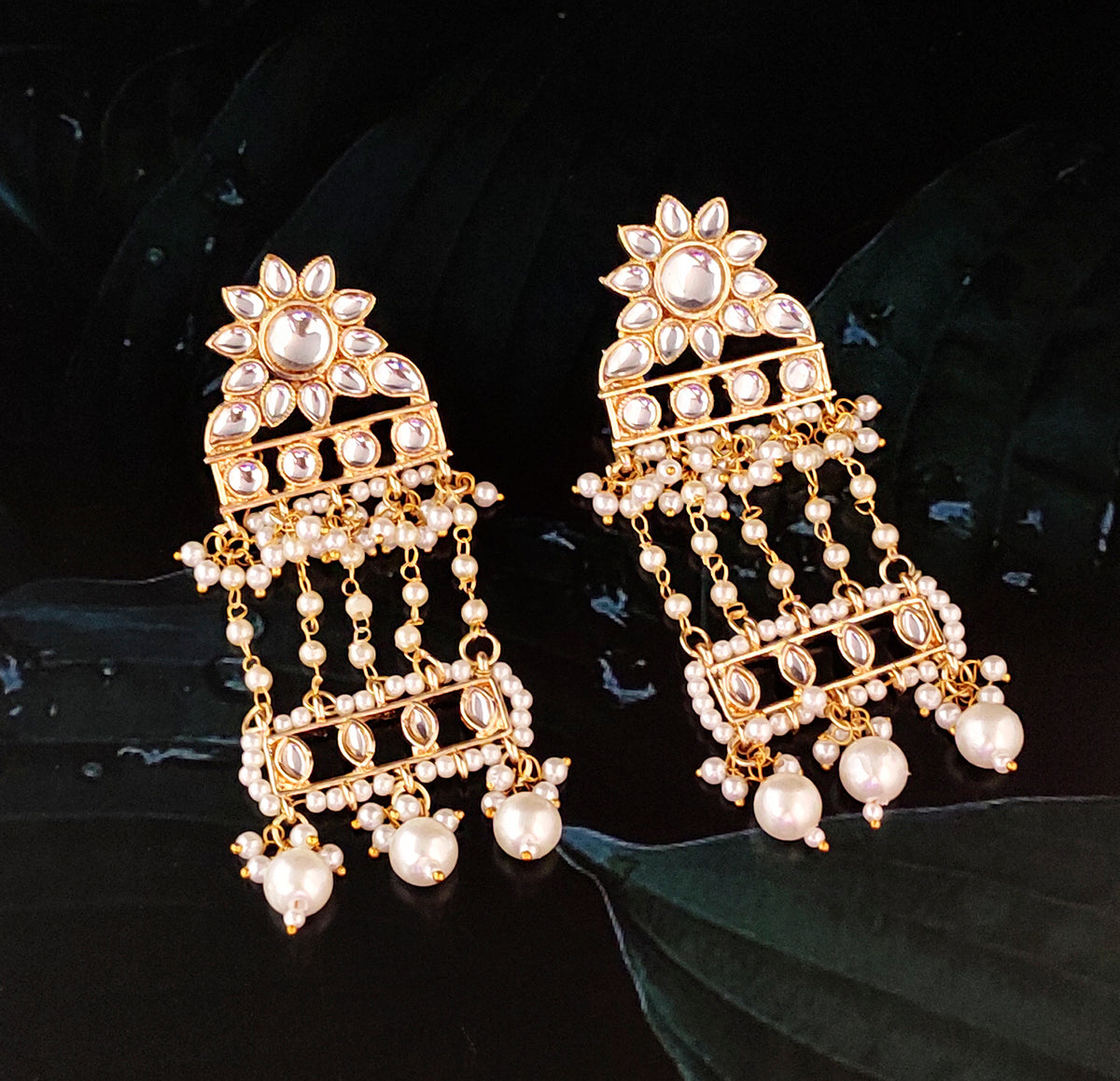 The99Jewel Women's Ethnic Kundan Stone Earrings | Elegant Traditional Fashion Jewellery for Weddings and Special Occasions