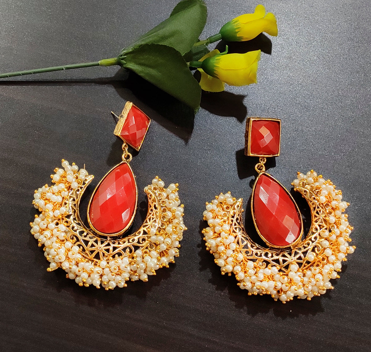 The99Jewel Traditional Kundan Earrings for Women | Elegant Indian Ethnic Stone Earrings for Wedding, Bridal and Festive Wear