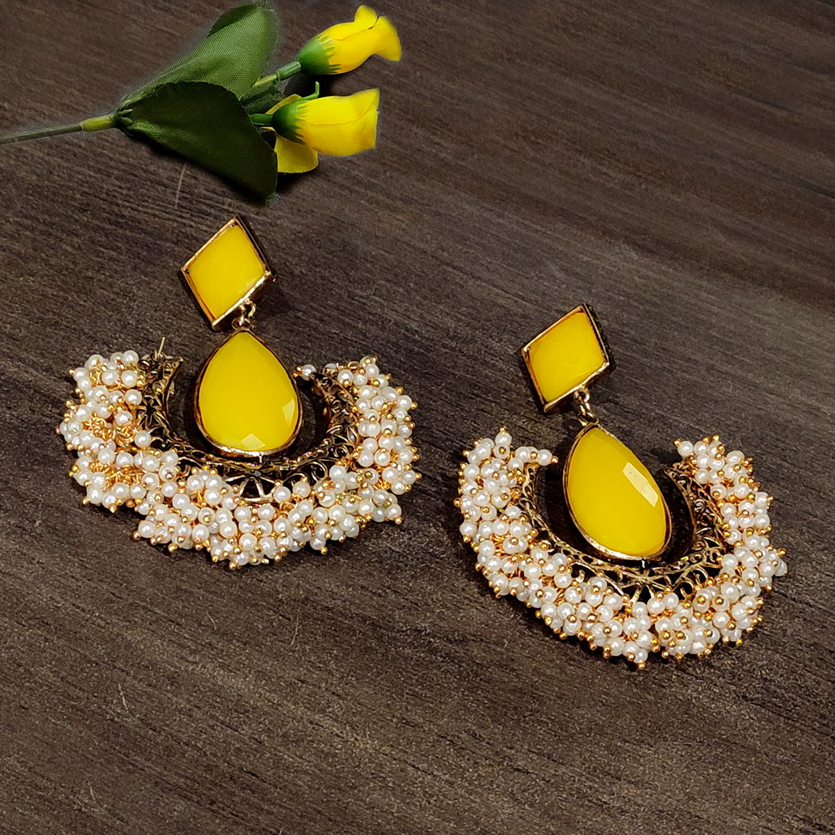 The99Jewel Traditional Kundan Earrings for Women | Elegant Indian Ethnic Stone Earrings for Wedding, Bridal and Festive Wear