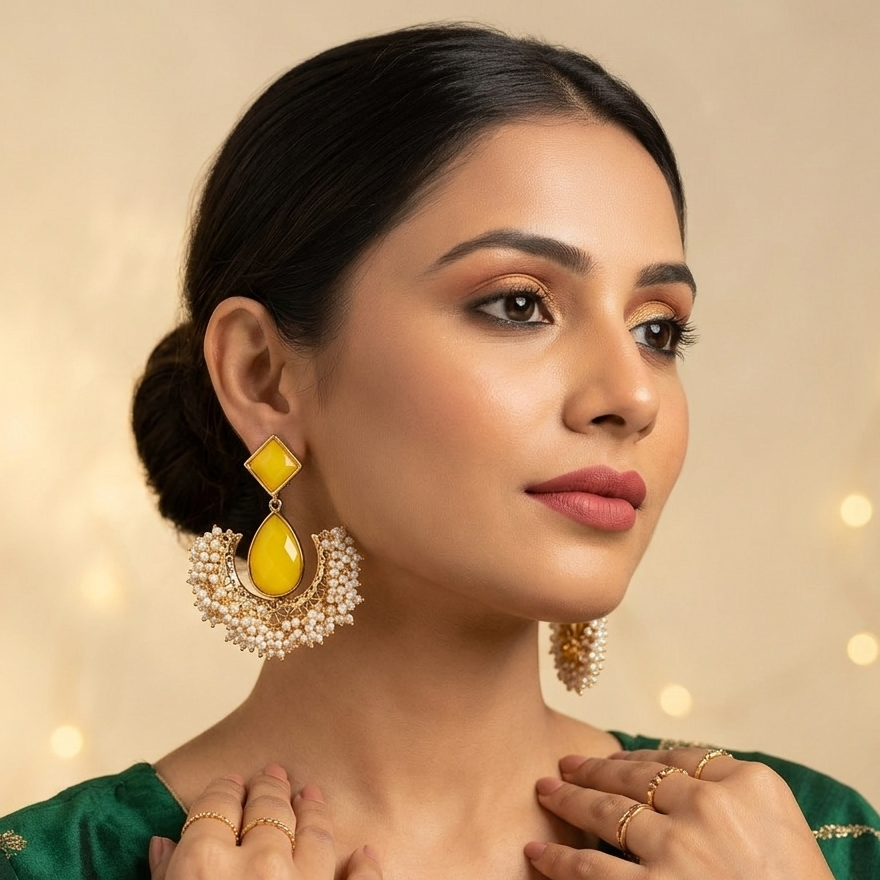 The99Jewel Traditional Kundan Earrings for Women | Elegant Indian Ethnic Stone Earrings for Wedding, Bridal and Festive Wear