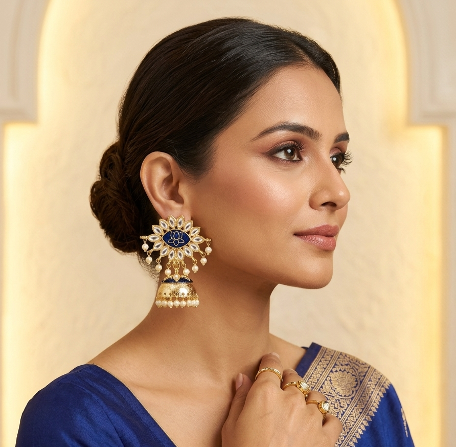 The99Jewel Traditional Kundan Earrings for Women | Elegant Indian Ethnic Stone Earrings for Wedding, Bridal and Festive Wear