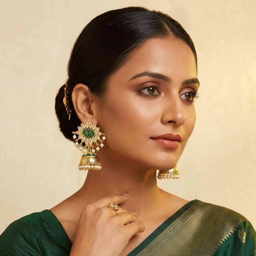 The99Jewel Traditional Kundan Earrings for Women | Elegant Indian Ethnic Stone Earrings for Wedding, Bridal and Festive Wear