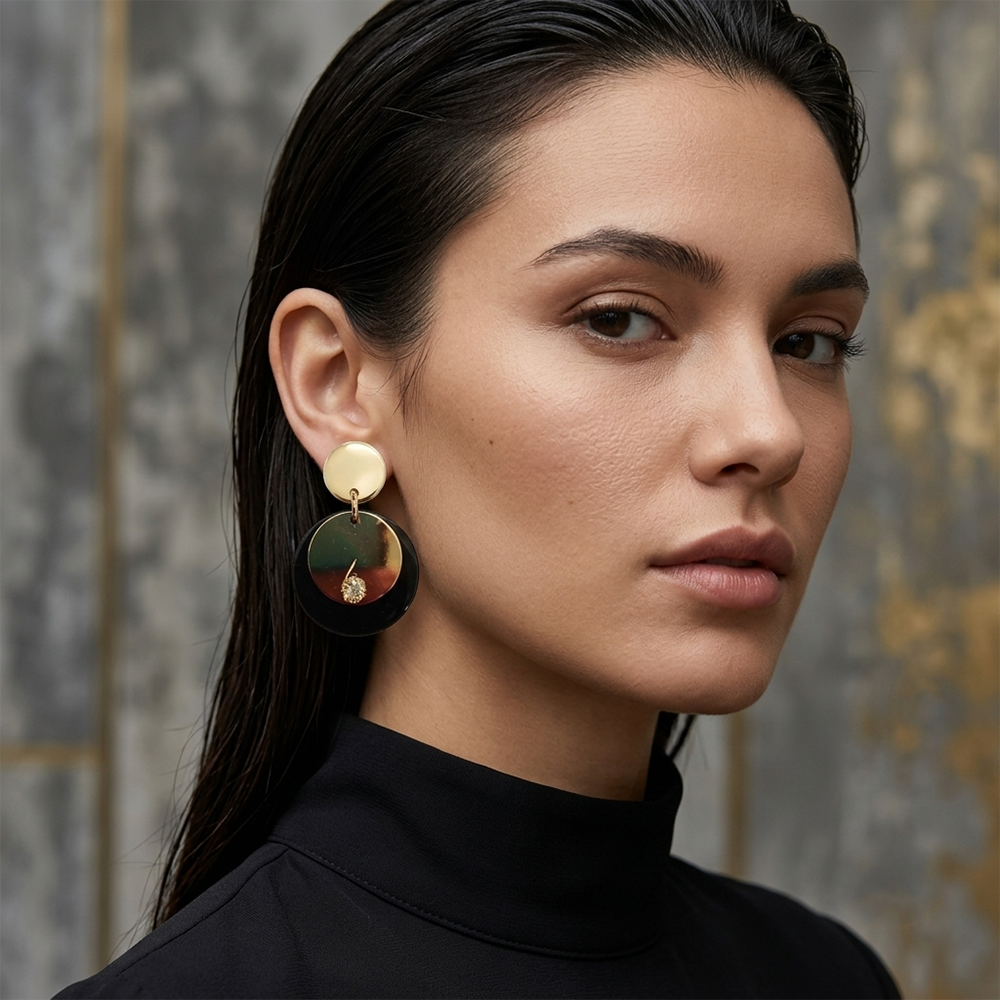 The99Jewel Designer Abstract Gold Plated  Round Earrings
