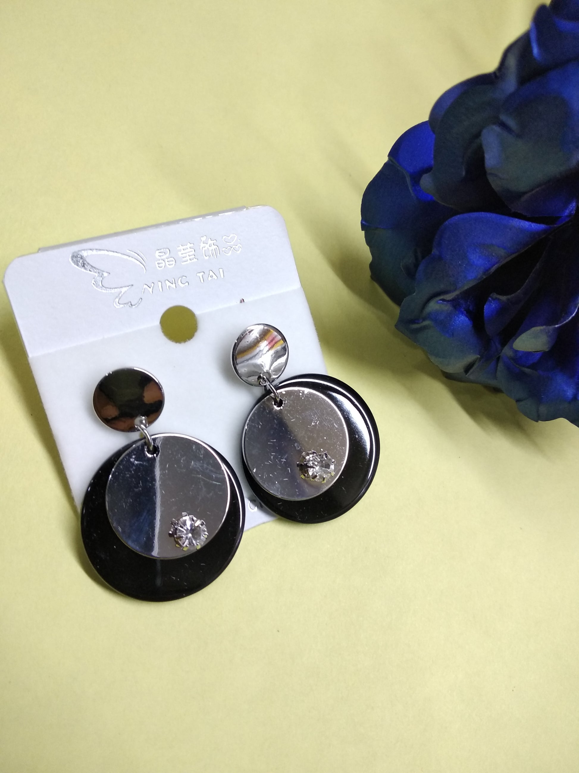 The99Jewel Stylish Black & Silver Earrings for Women-1316402B