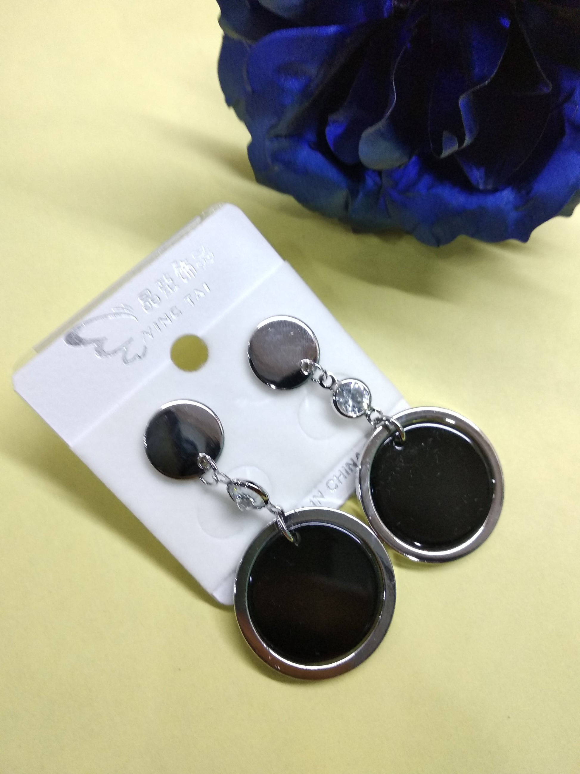 The99Jewel Stylish Black & Silver Earrings for Women-1316403B