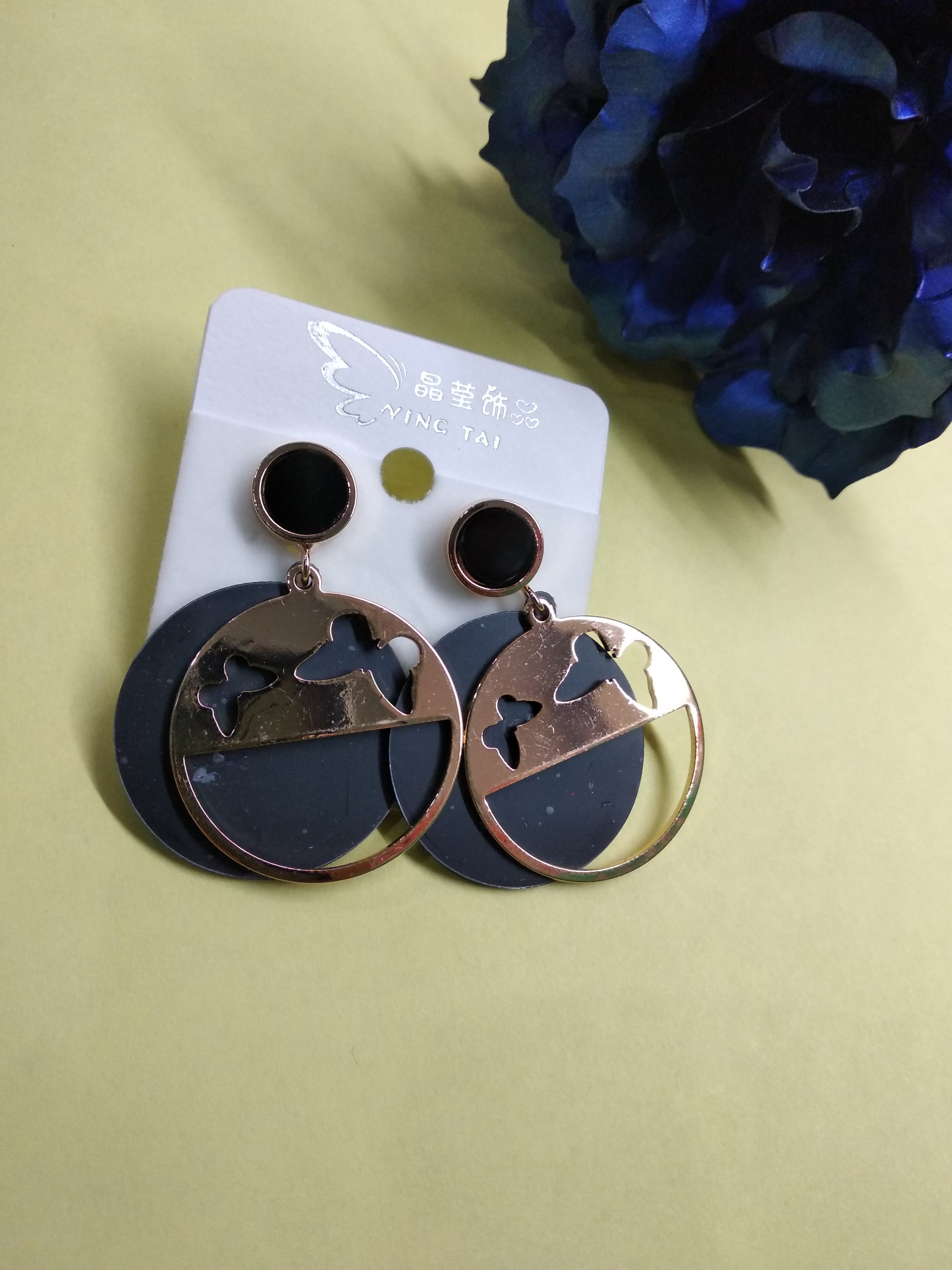 The99Jewel Stylish Black & Gold Earrings for Women-1316405A