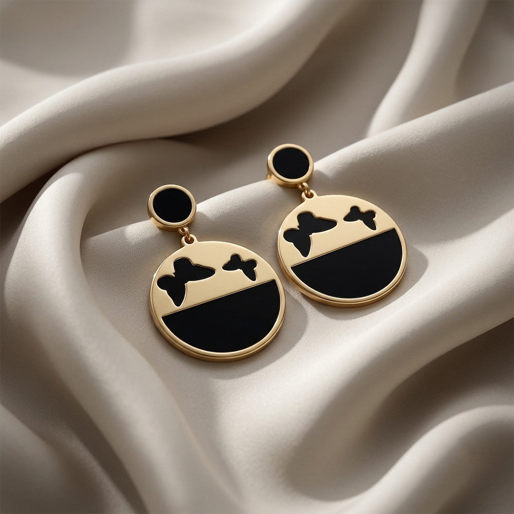The99Jewel Designer Abstract Gold Plated Butterfly Round Earrings