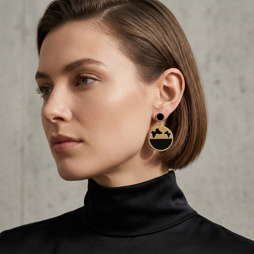 The99Jewel Designer Abstract Gold Plated Butterfly Round Earrings
