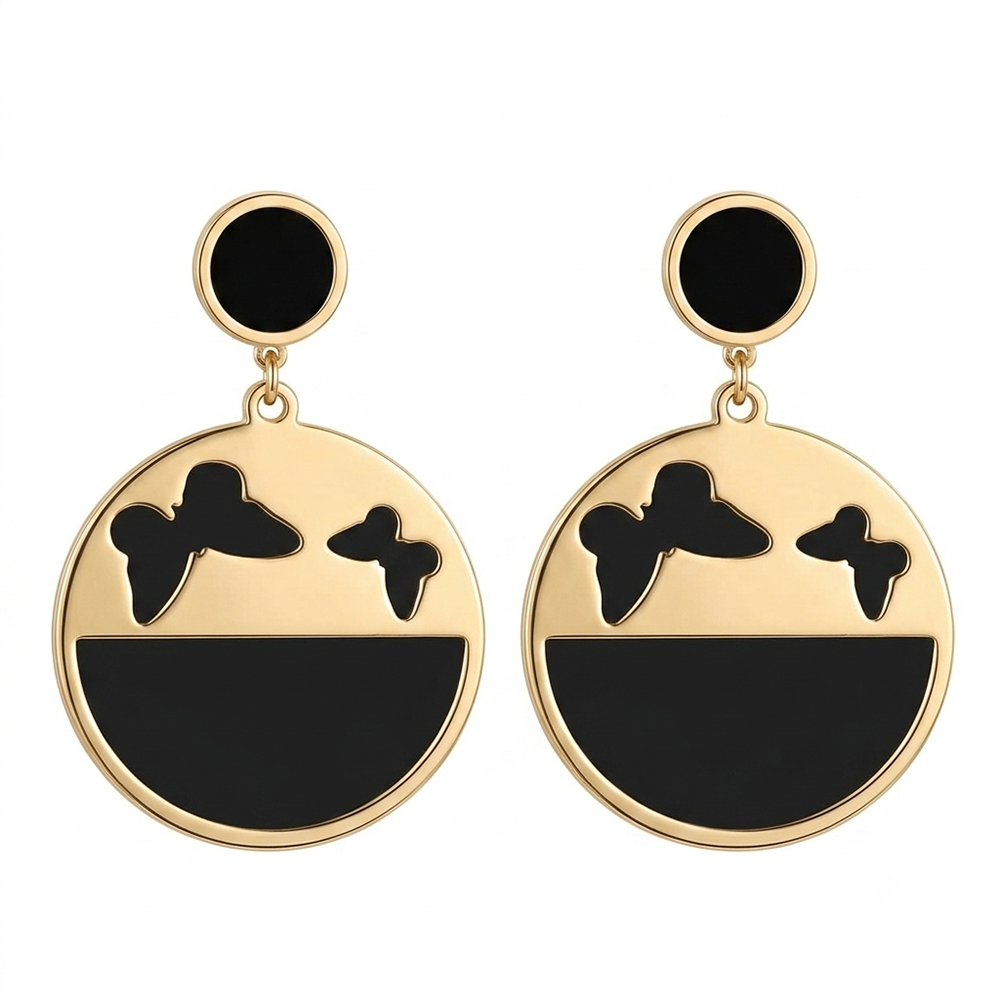 The99Jewel Designer Abstract Gold Plated Butterfly Round Earrings