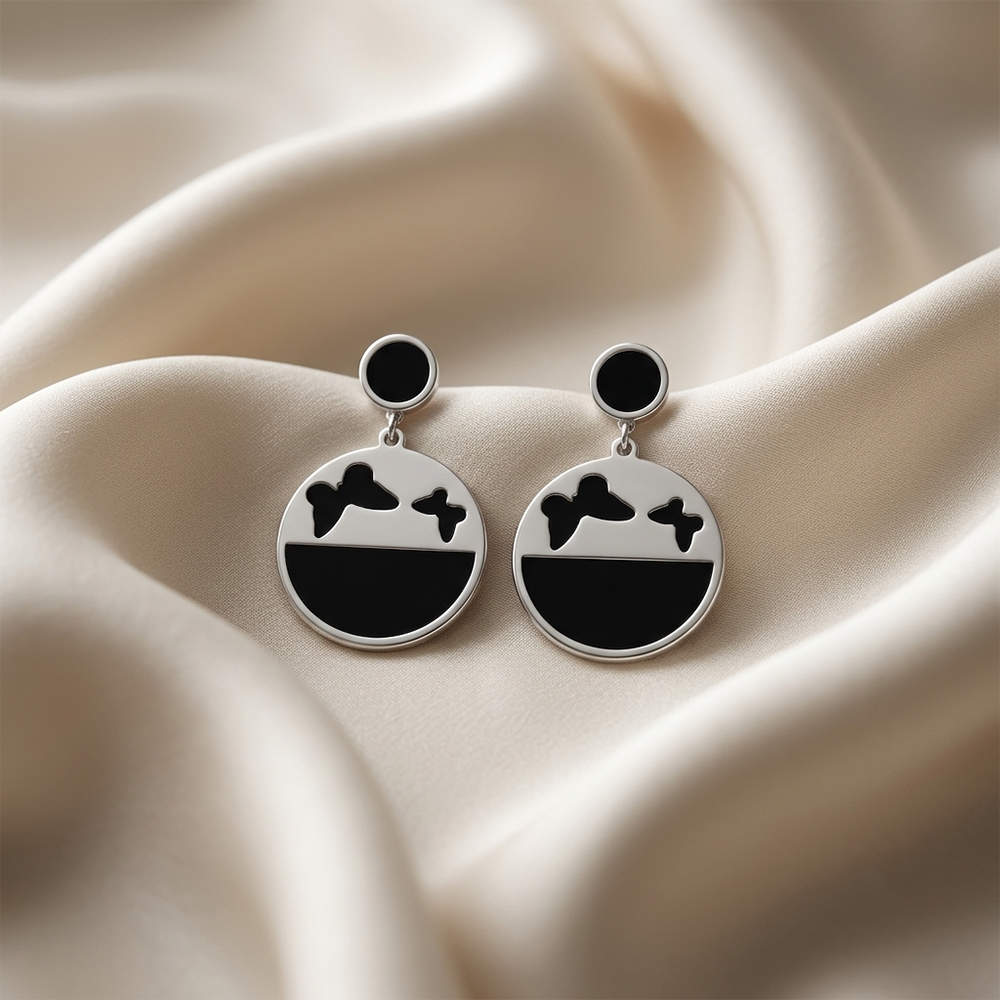 The99Jewel Designer Abstract Silver Plated Butterfly Round Earrings
