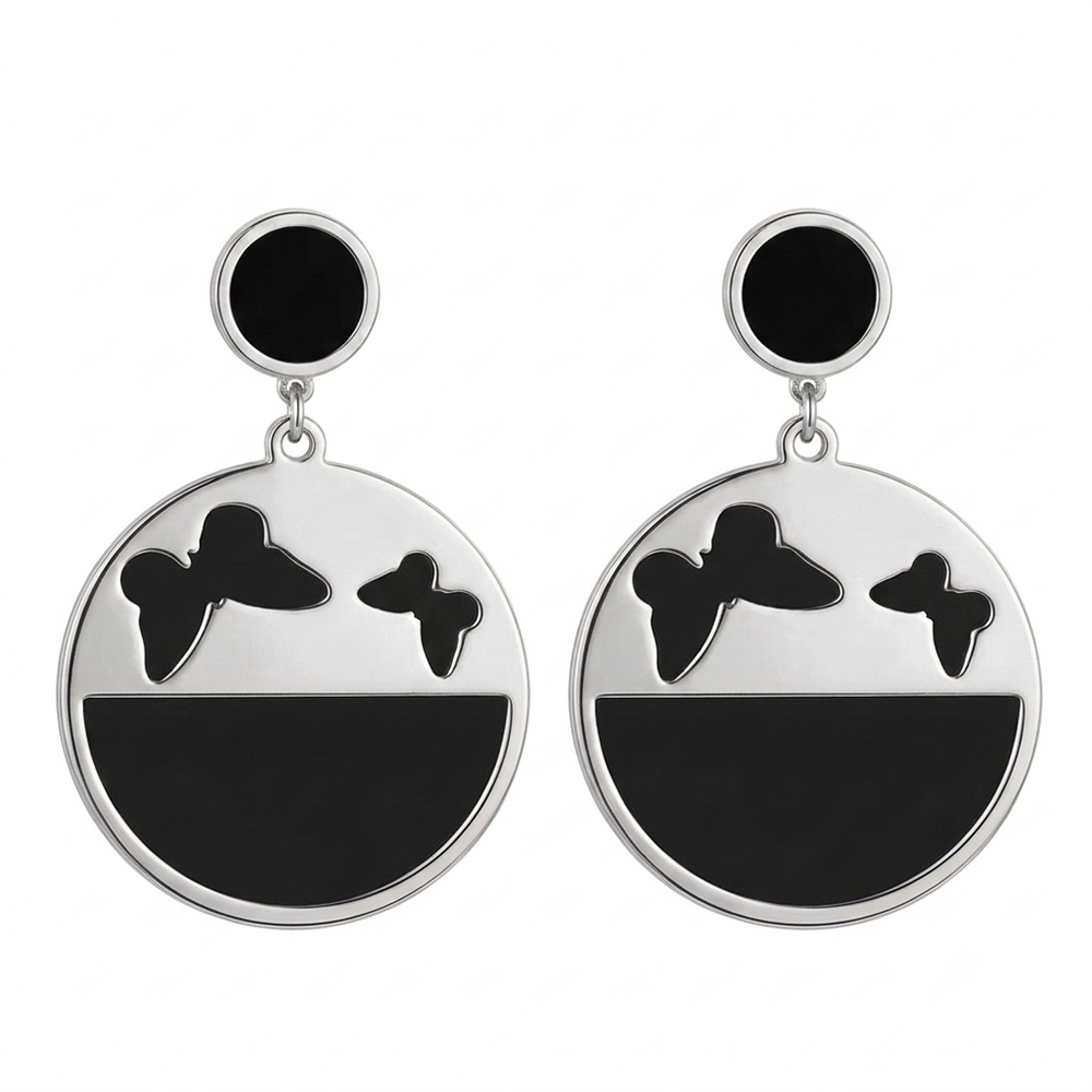 The99Jewel Designer Abstract Silver Plated Butterfly Round Earrings