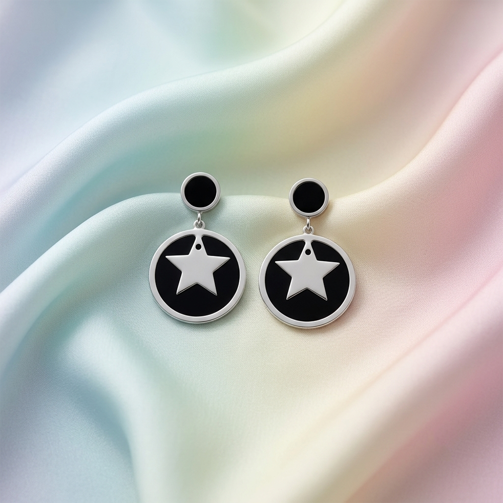 The99Jewel Designer Abstract Silver Plated Star Round Earrings