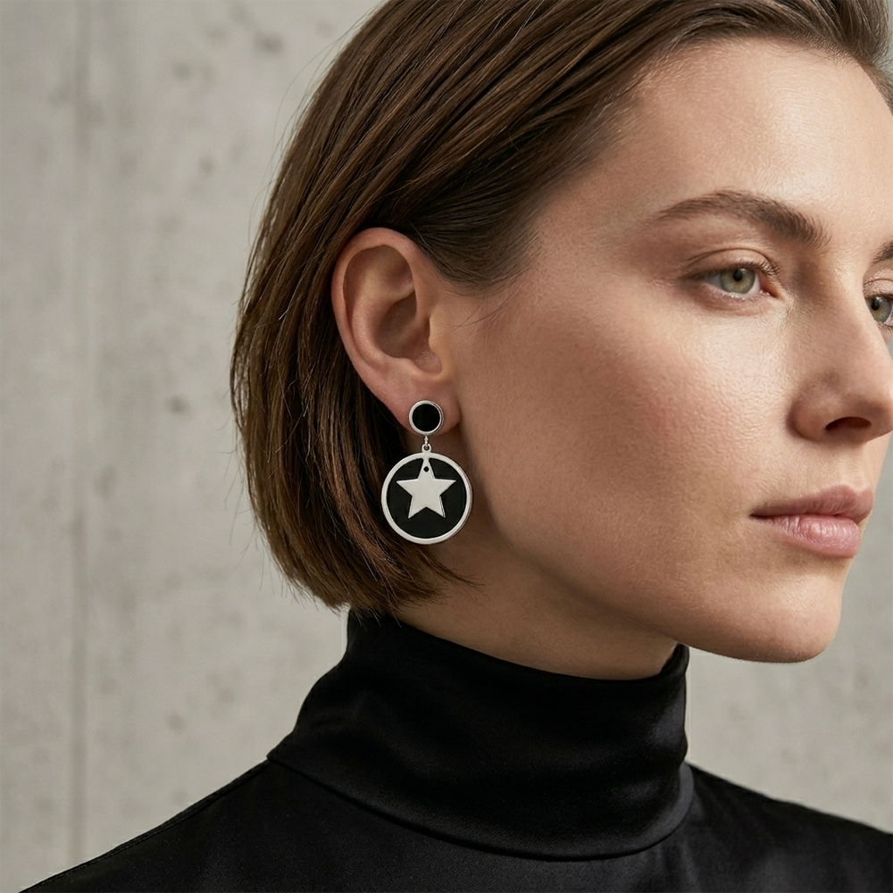 The99Jewel Designer Abstract Silver Plated Star Round Earrings