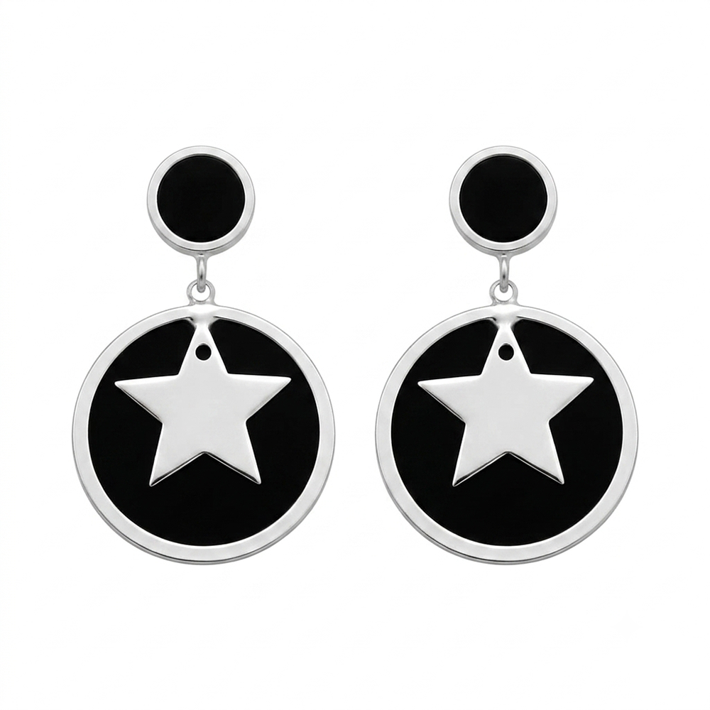The99Jewel Designer Abstract Silver Plated Star Round Earrings