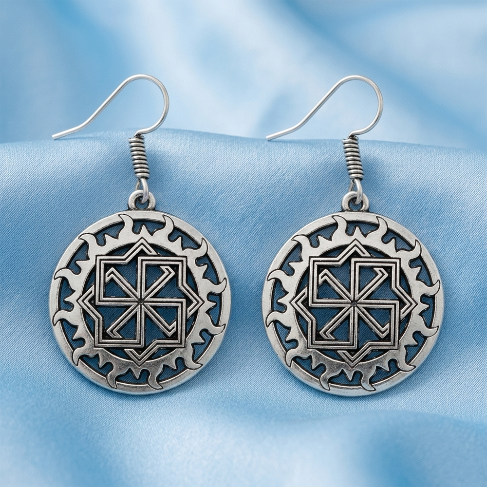 The99Jewel Oxidised Geometric Mandala  Earrings