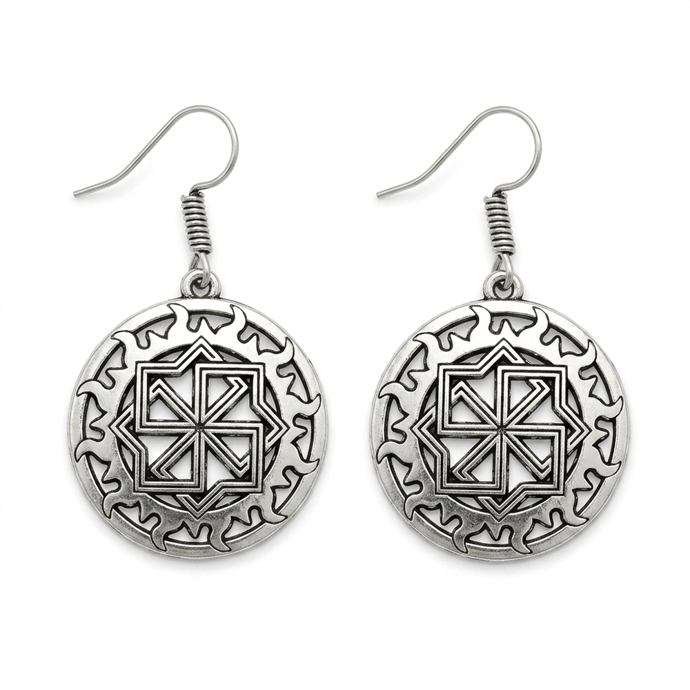 The99Jewel Oxidised Geometric Mandala  Earrings