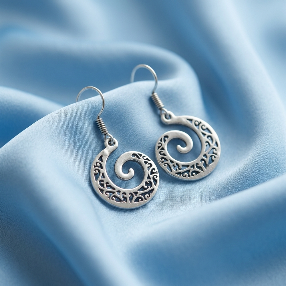 The99Jewel Oxidised Boho Spiral  Earrings