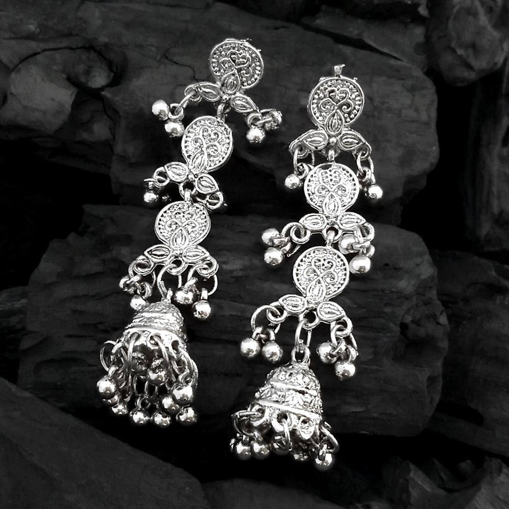 The99Jewel Oxidised Plated Multi Layer Dangler Earrings -1317049
