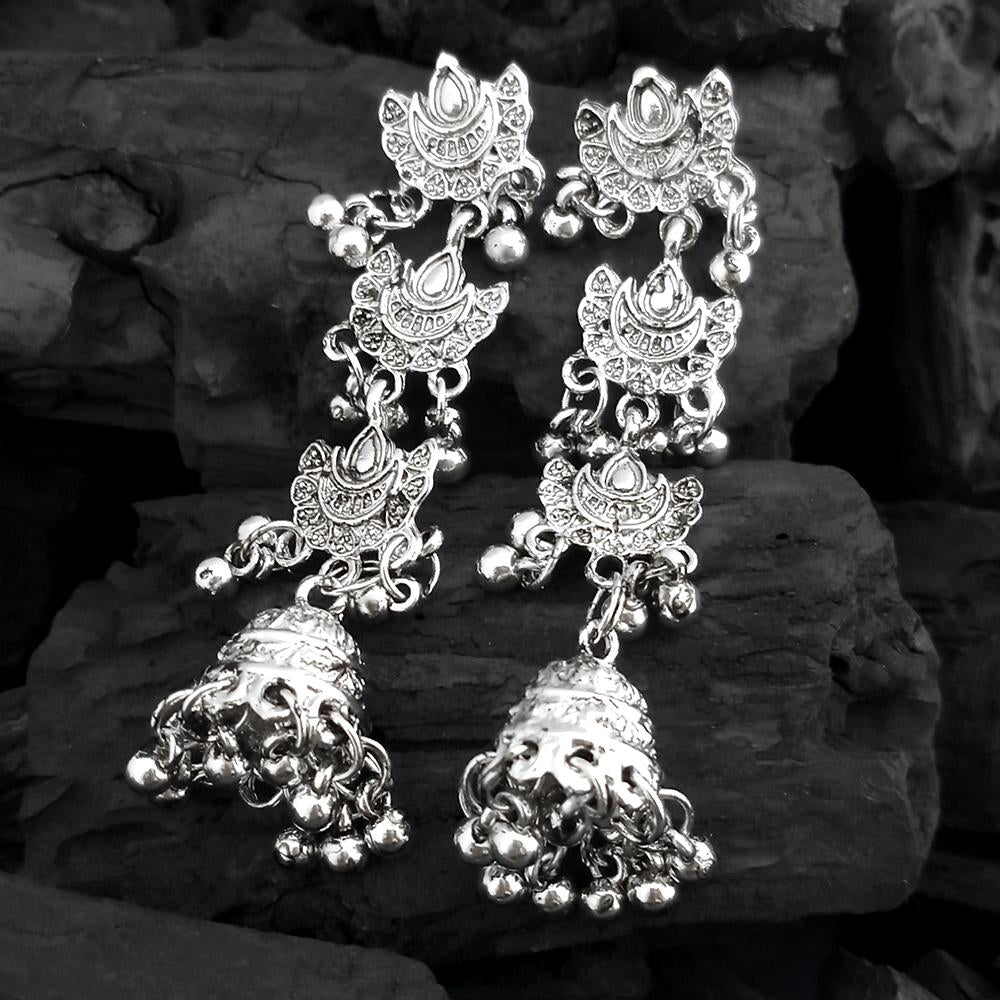 The99Jewel Oxidised Plated Multi Layer Dangler Earrings -1317052