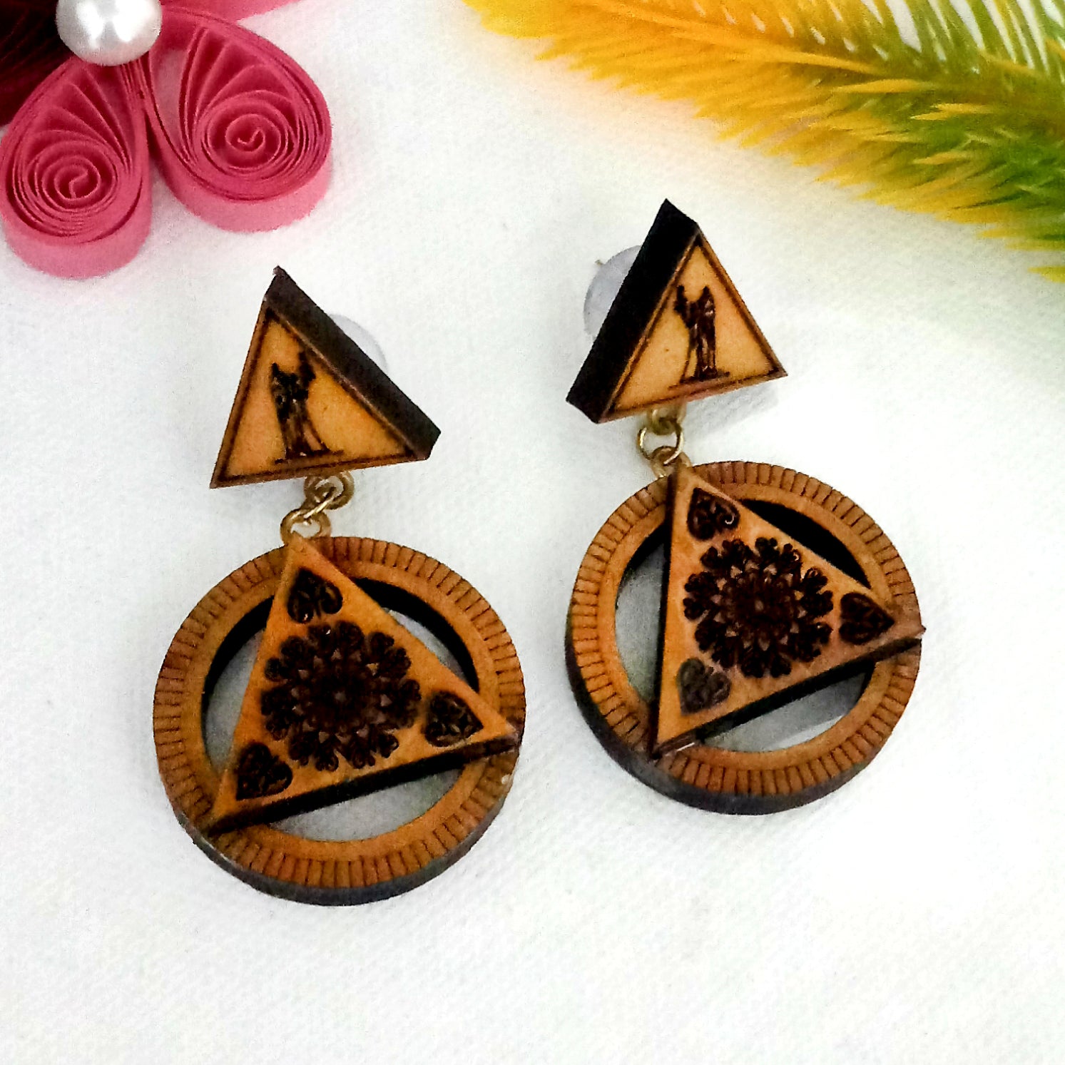 The99Jewel Handcrafted Style Geometric Wooden Drop Earrings