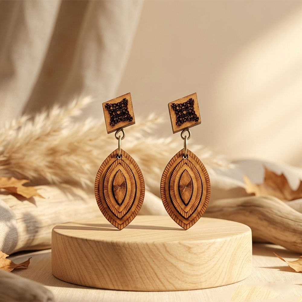 The99Jewel Vintage Style Wooden Fashion Dangler Earrings