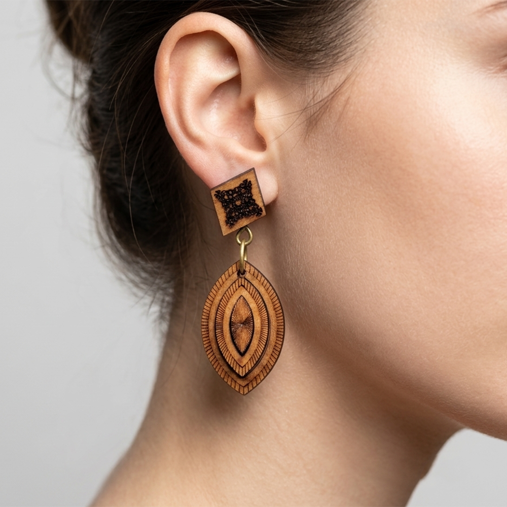 The99Jewel Vintage Style Wooden Fashion Dangler Earrings
