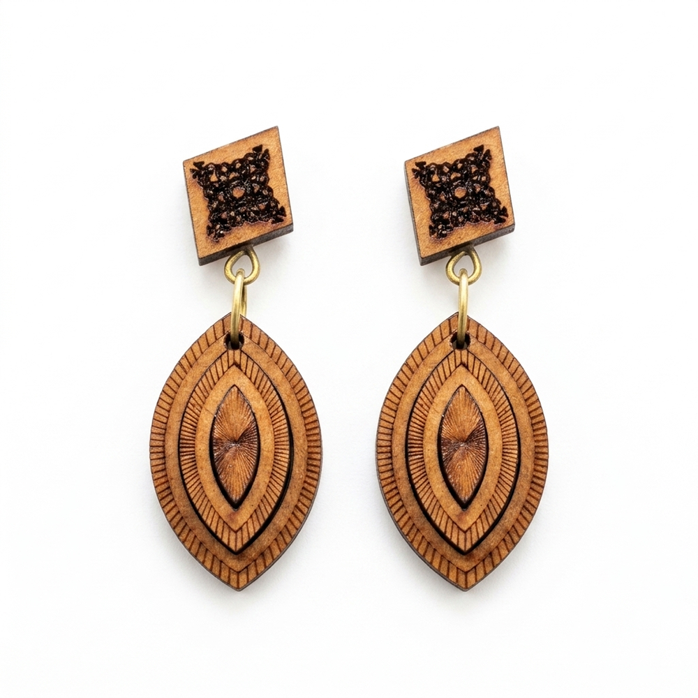 The99Jewel Vintage Style Wooden Fashion Dangler Earrings