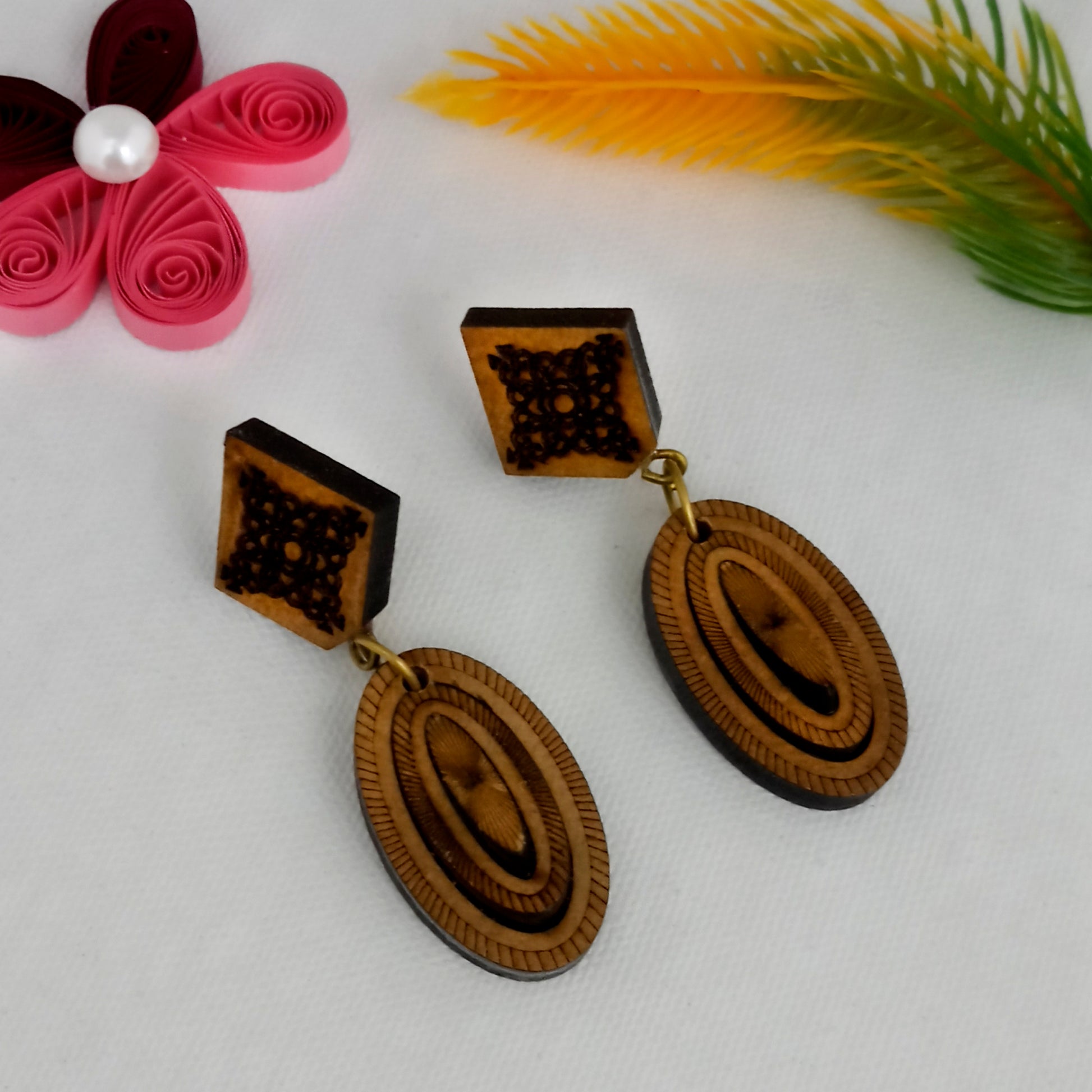 The99Jewel Handcrafted Style Geometric Wooden Drop Earrings