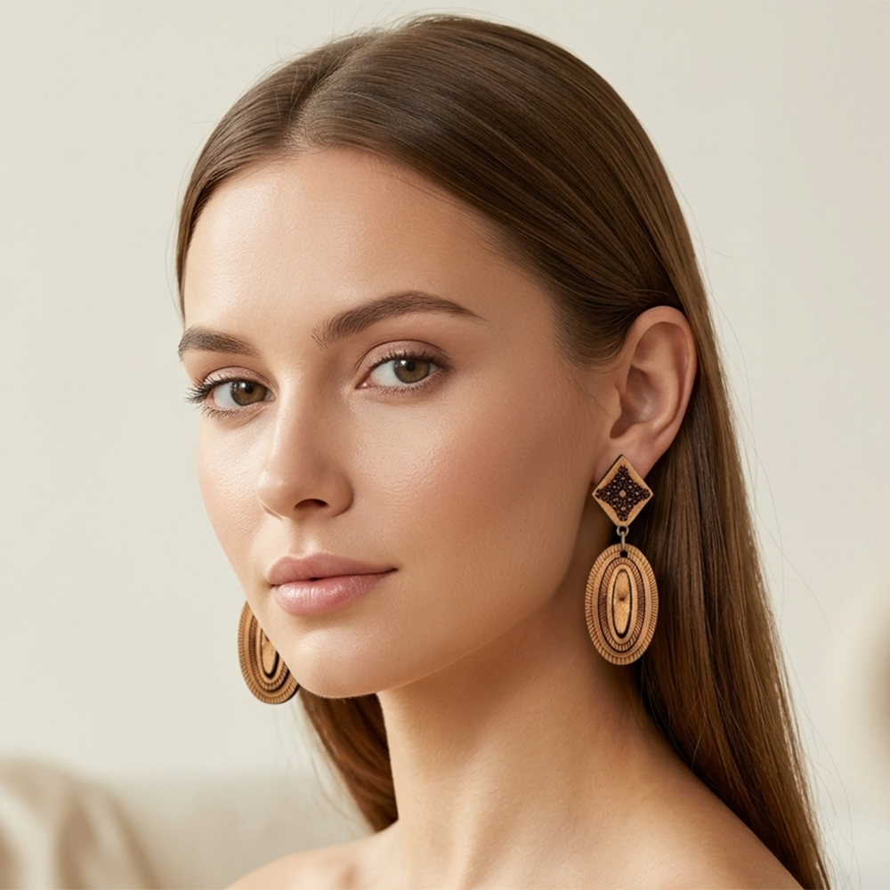 The99Jewel Vintage Style Wooden Fashion Dangler Earrings