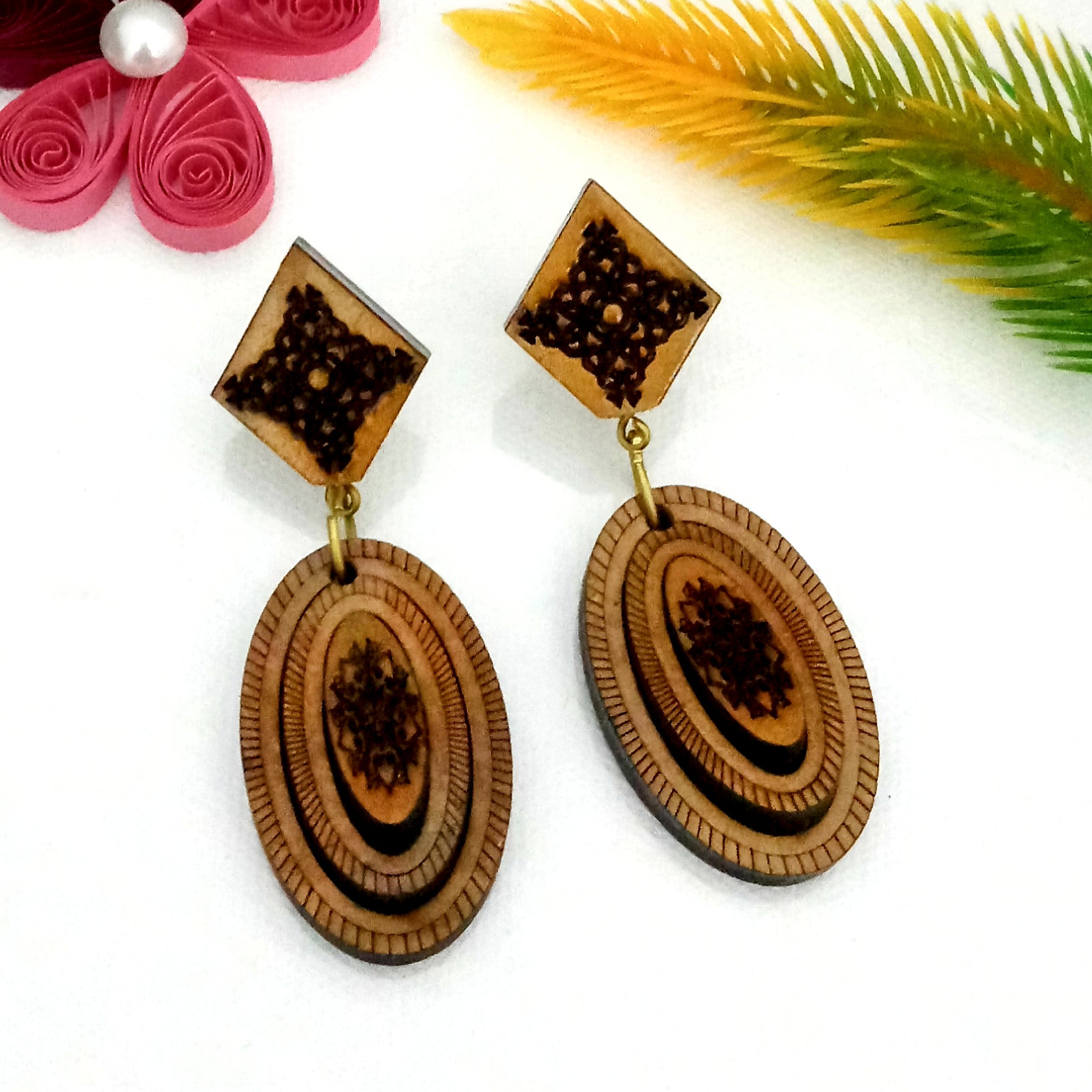 The99Jewel Handcrafted Style Geometric Wooden Drop Earrings