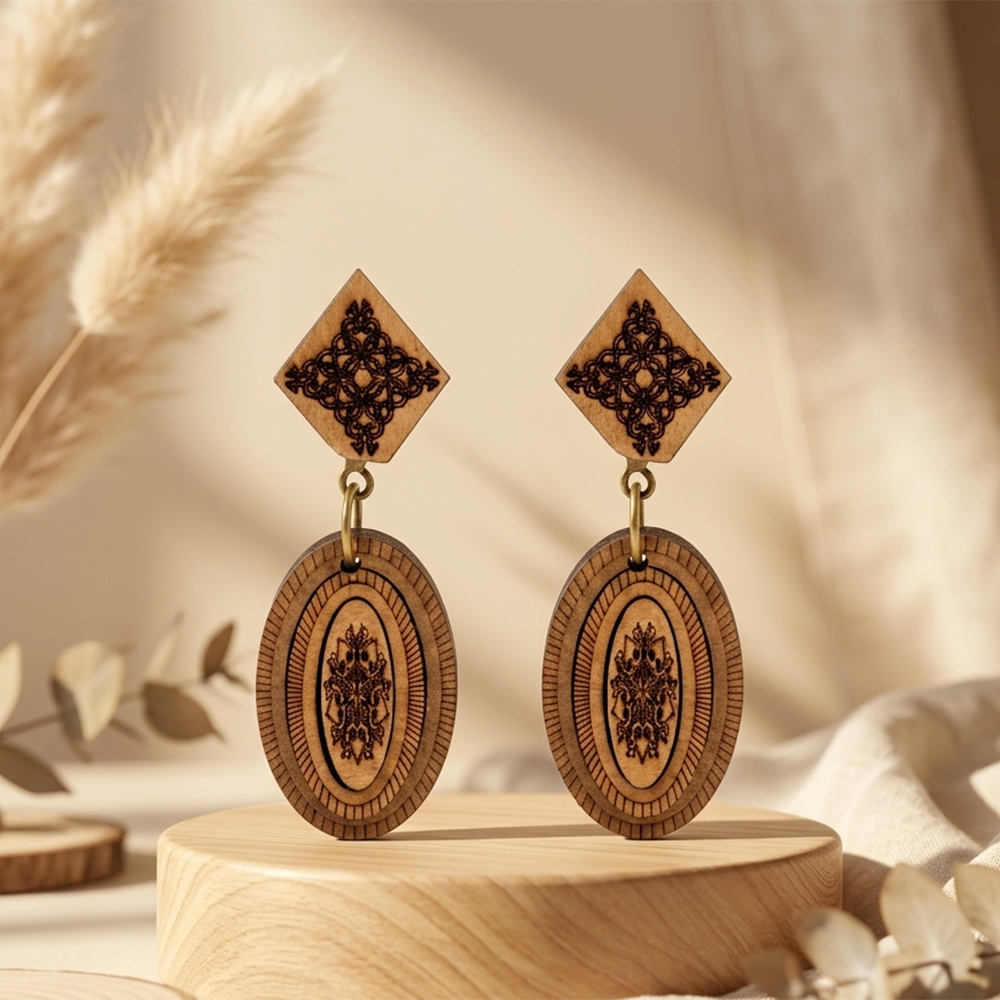 The99Jewel Vintage Style Wooden Fashion Dangler Earrings
