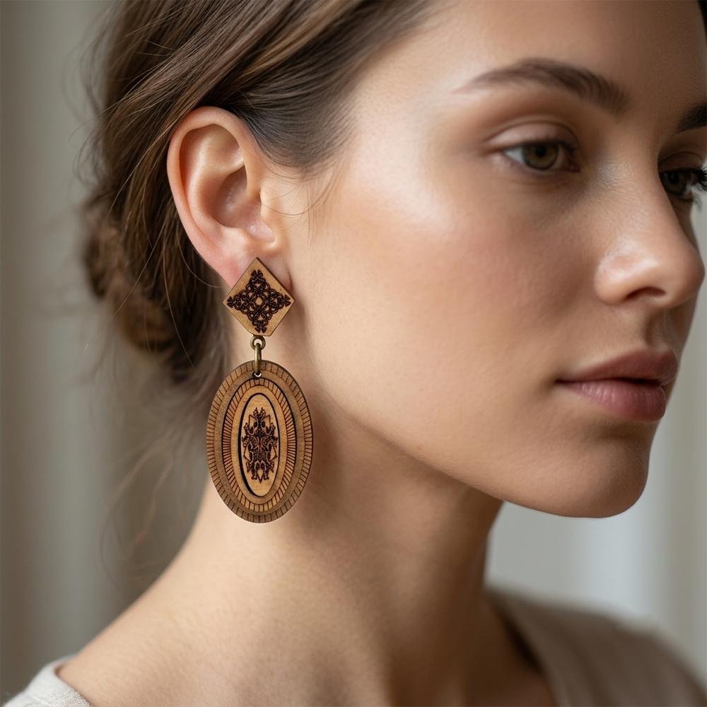 The99Jewel Vintage Style Wooden Fashion Dangler Earrings