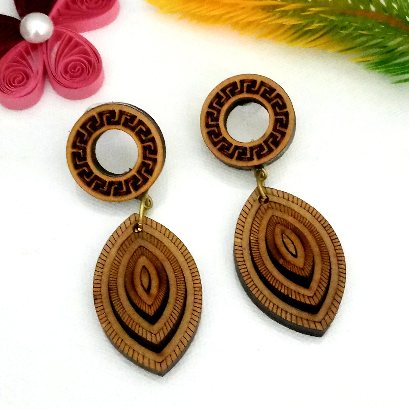 The99Jewel Handcrafted Style Geometric Wooden Drop Earrings