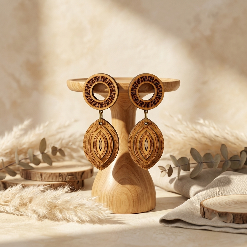 The99Jewel Vintage Style Wooden Fashion Dangler Earrings