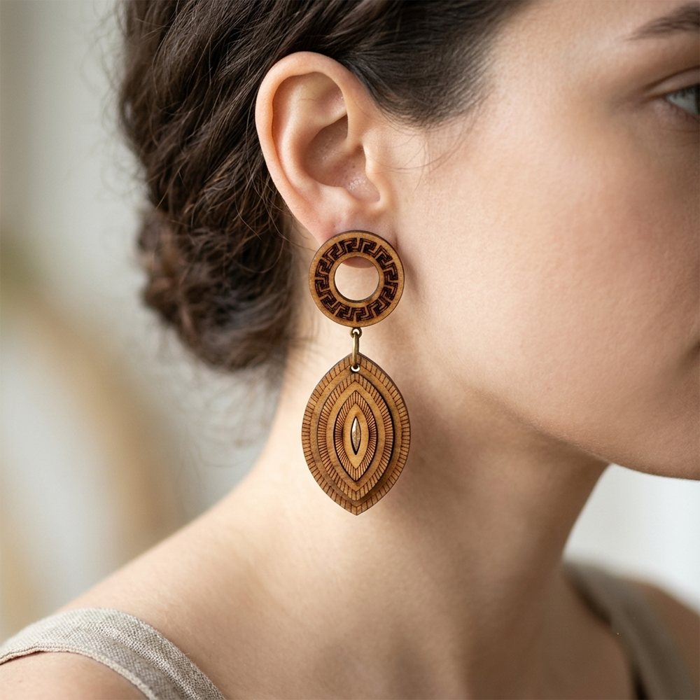 The99Jewel Vintage Style Wooden Fashion Dangler Earrings